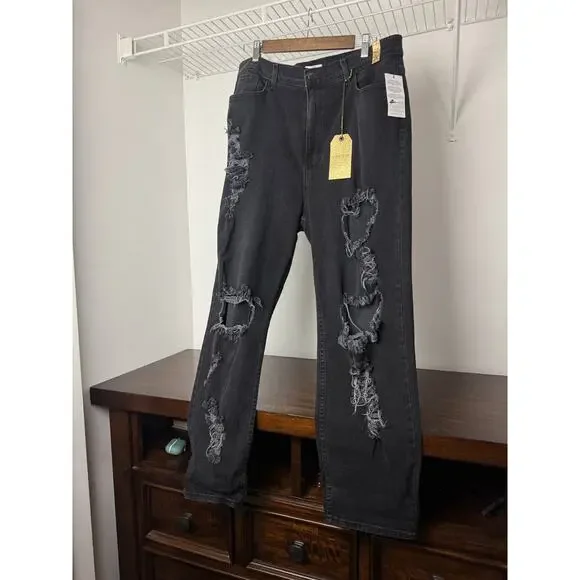 Vibrant m.i.u. Black Denim Jeans Distressed Jeans 3X (20) - Picture 2 of 8